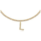 A-Z Letter Zircon Necklace, Silver & Gold