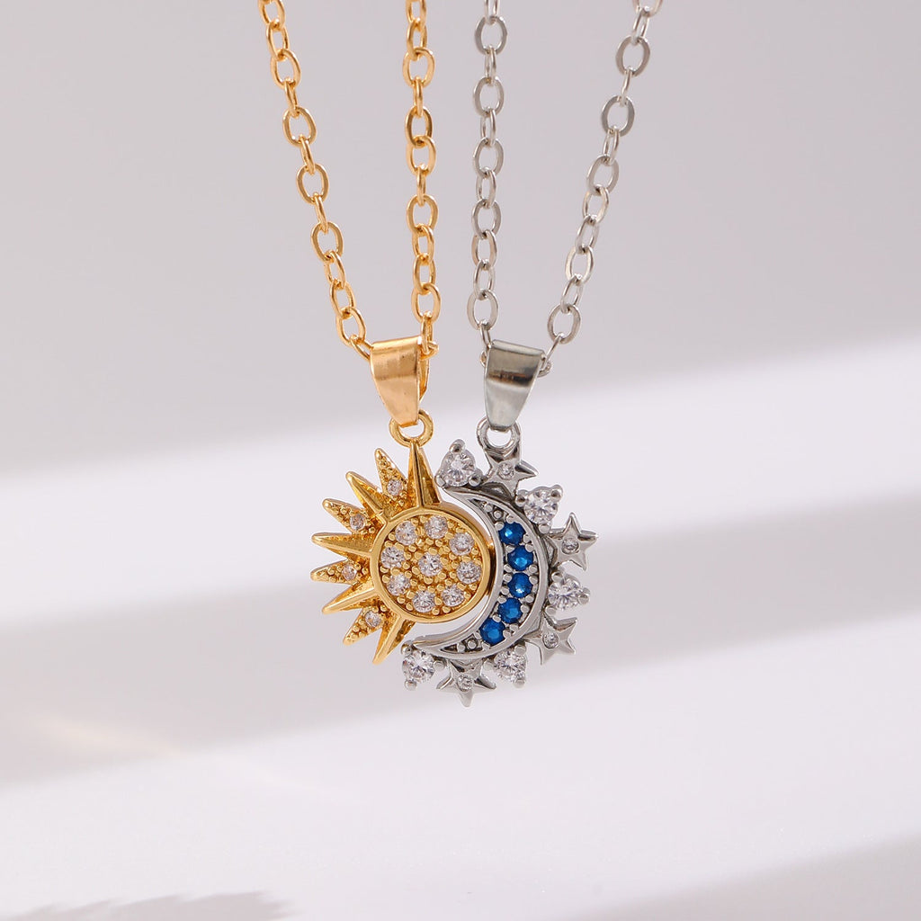 2pcs Sun and Moon Magnetic Couple Necklaces