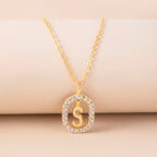 A, J, M, S Crystal Letter Necklace