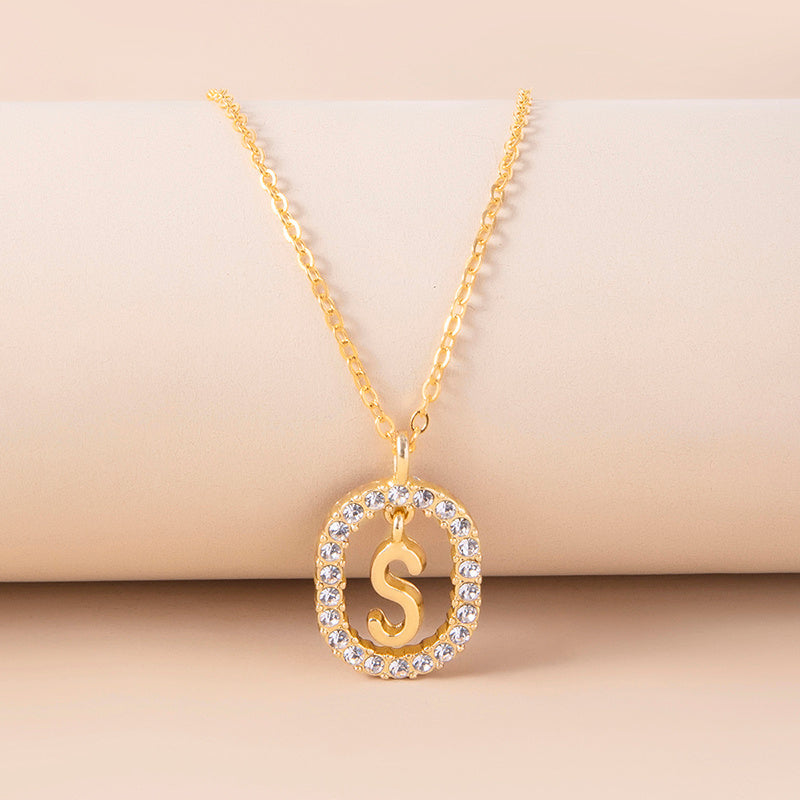 A, J, M, S Crystal Letter Necklace
