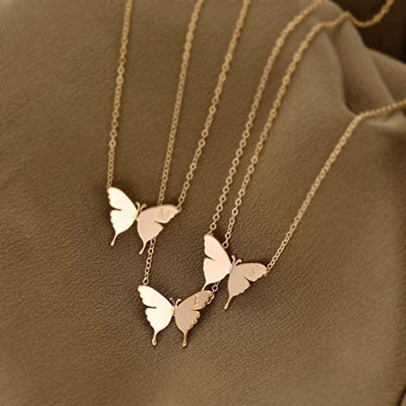 A-Z Initial Butterfly Pendant Necklace