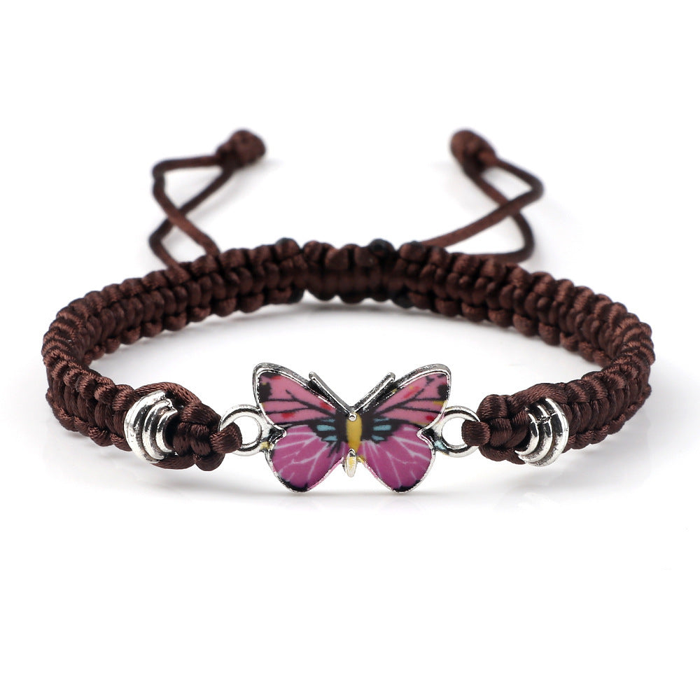 Adjustable Couple Butterfly Buckle Braided Bracelet