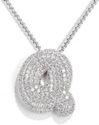 A-Z Zircon Balloon English Letter Necklace, Gold & Silver
