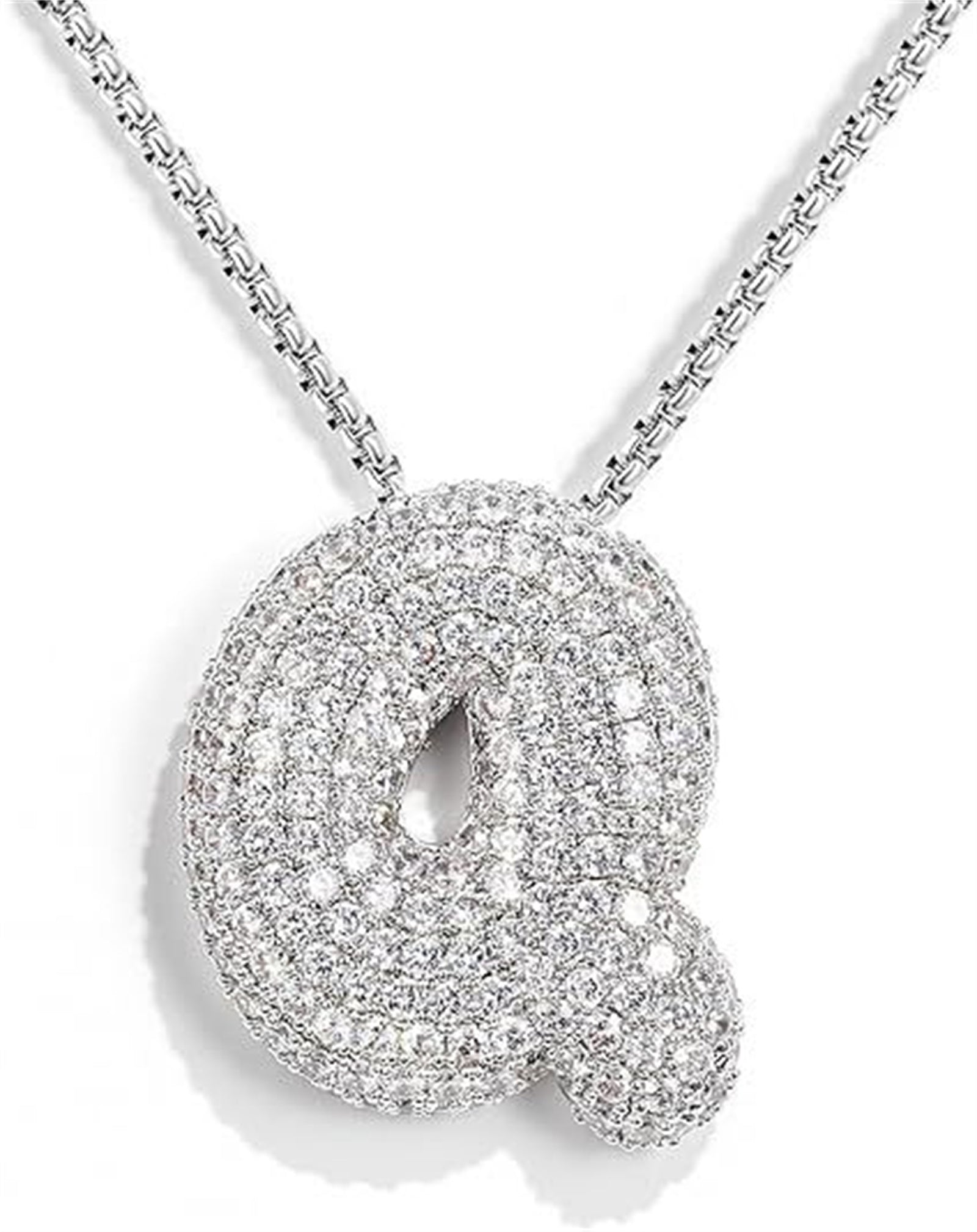 A-Z Zircon Balloon English Letter Necklace, Gold & Silver