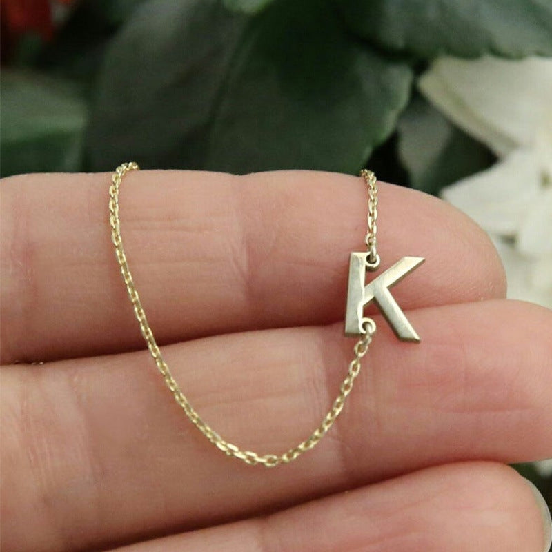 A-Z Letter Initial Snake Bone Chain Necklace
