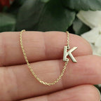 A-Z Letter Initial Snake Bone Chain Necklace
