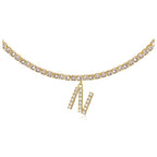 A-Z Letter Zircon Necklace, Silver & Gold