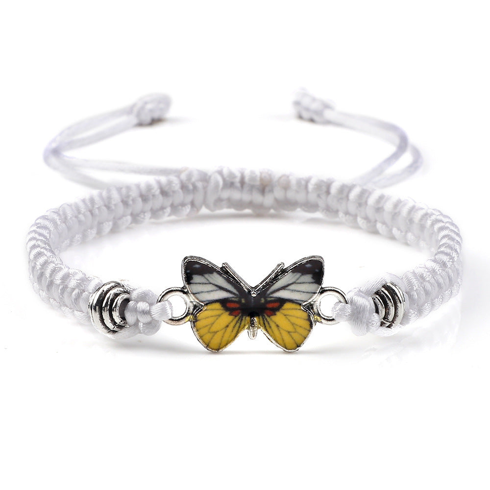 Adjustable Couple Butterfly Buckle Braided Bracelet
