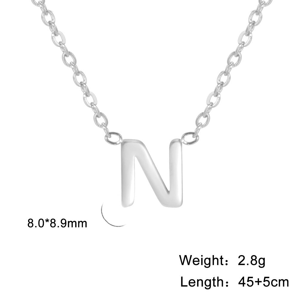 26 English Letter Steel Color Necklace