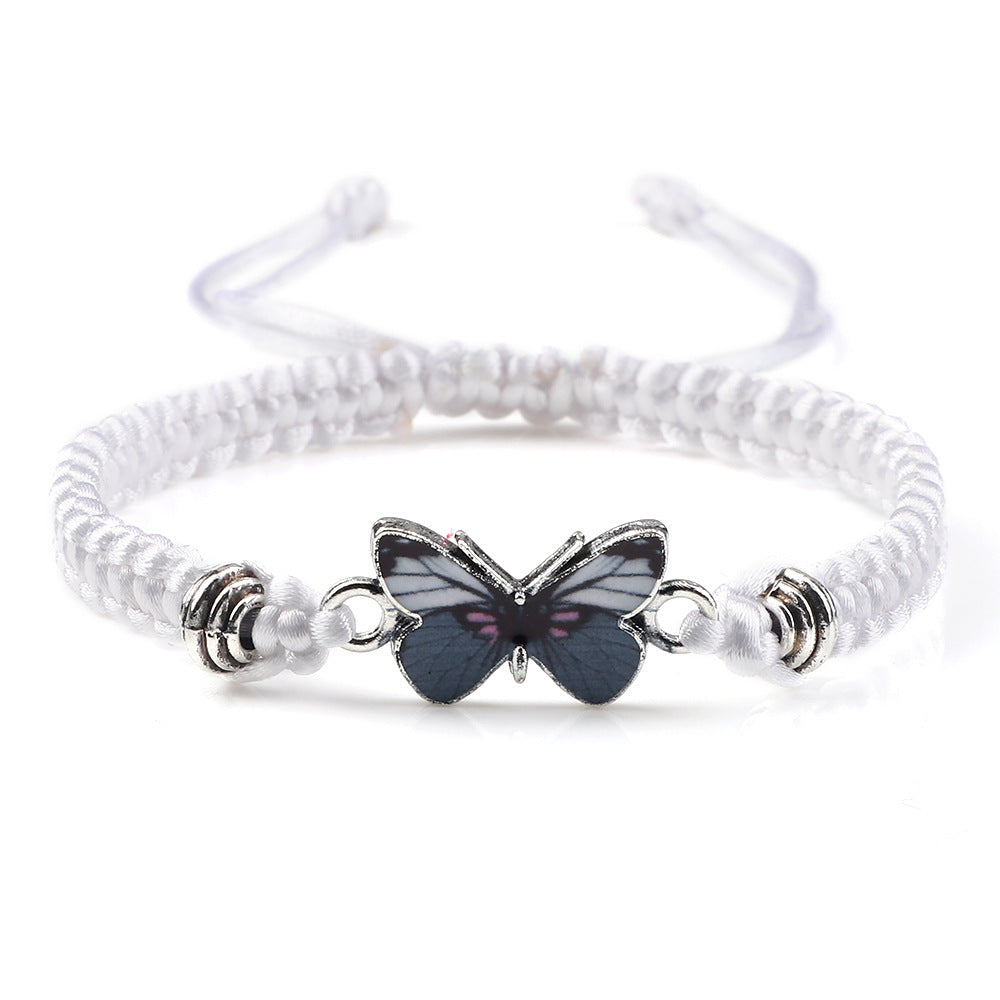 Adjustable Couple Butterfly Buckle Braided Bracelet