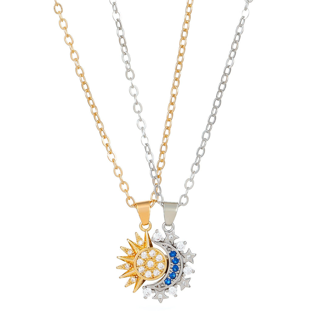 2pcs Sun and Moon Magnetic Couple Necklaces