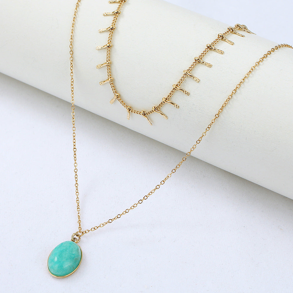 Bohemian Turquoise Pendant Necklace