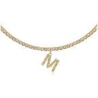 A-Z Letter Zircon Necklace, Silver & Gold