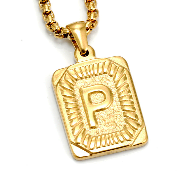 A-Z Alphabet Titanium Steel Letter Pendant Necklace