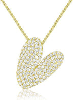 A-Z Zircon Balloon English Letter Necklace, Gold & Silver