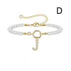 A-Z Letter Pendant Pearl Bracelet