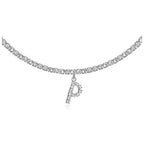 A-Z Letter Zircon Necklace, Silver & Gold