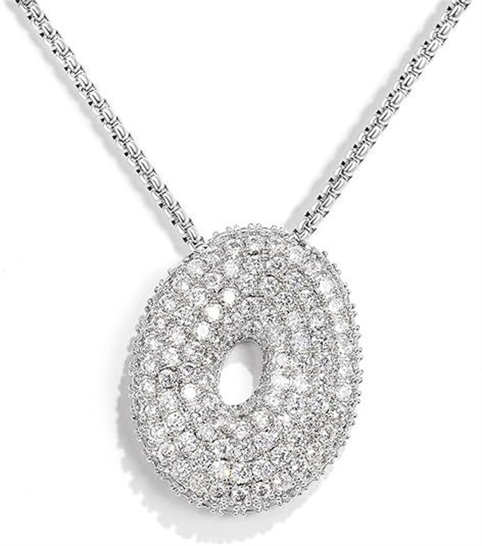 A-Z Zircon Balloon English Letter Necklace, Gold & Silver