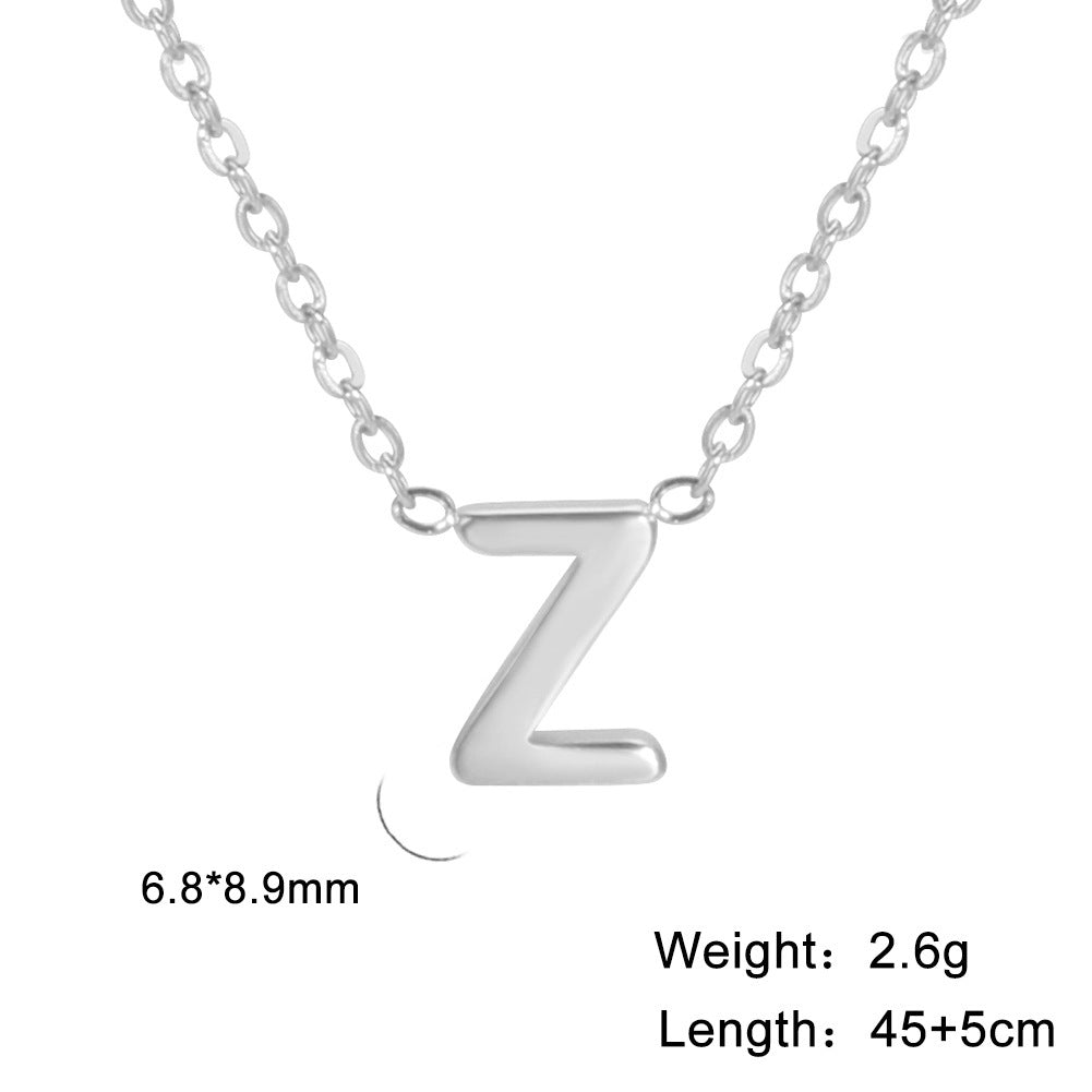 26 English Letter Steel Color Necklace