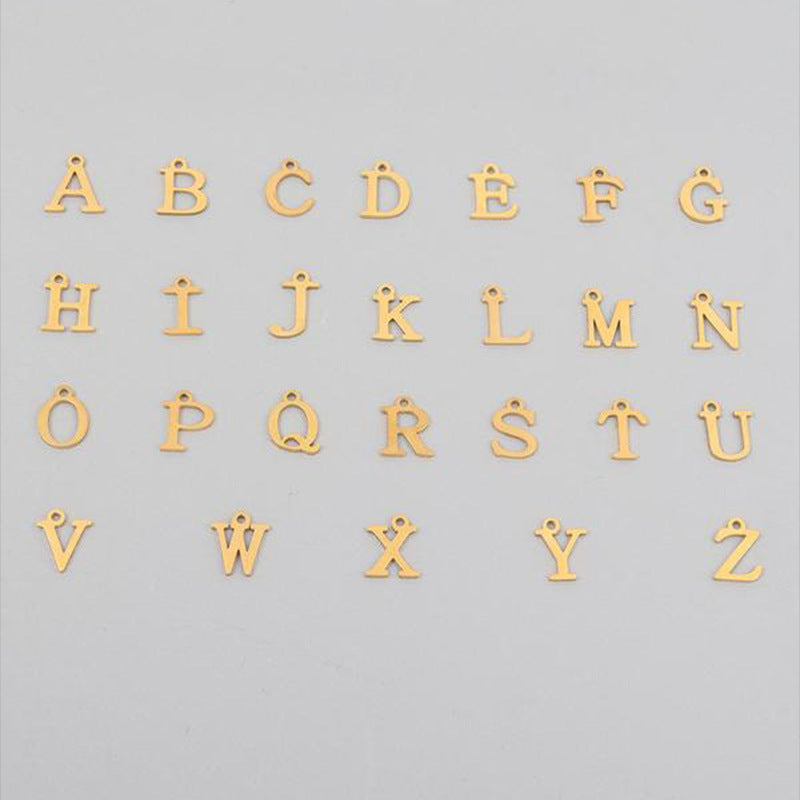26 English Letter Necklace with Pearl Pendant