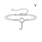 A-Z Letter Pendant Pearl Bracelet