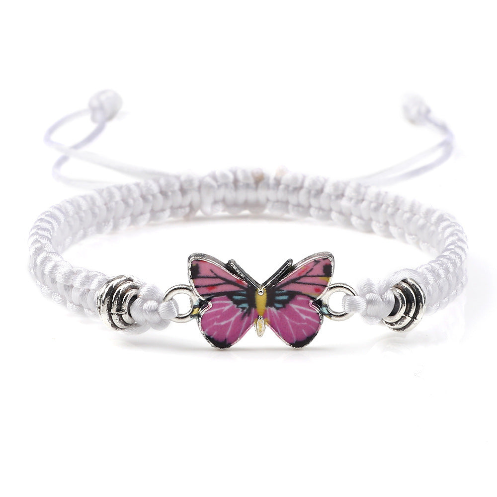 Adjustable Couple Butterfly Buckle Braided Bracelet