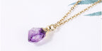 Amethyst Rough Stone Gold Plated Pendant Necklace