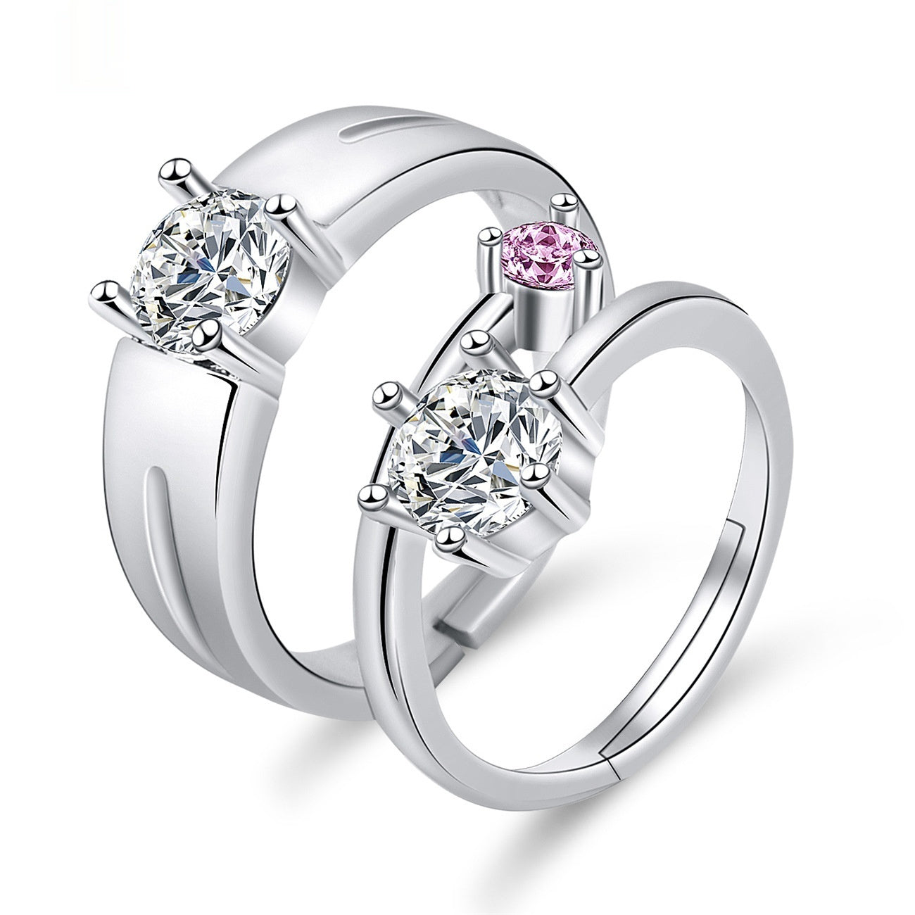 Moissanite Engagement Couple Rings