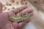 Fan-Shaped Tribal Brass/Silver Earrings