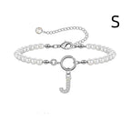 A-Z Letter Pendant Pearl Bracelet
