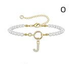 A-Z Letter Pendant Pearl Bracelet