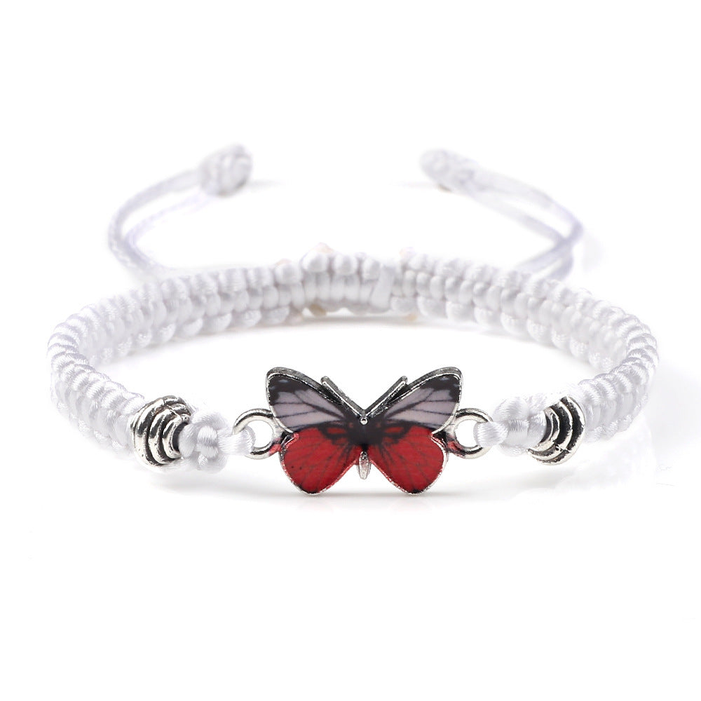 Adjustable Couple Butterfly Buckle Braided Bracelet