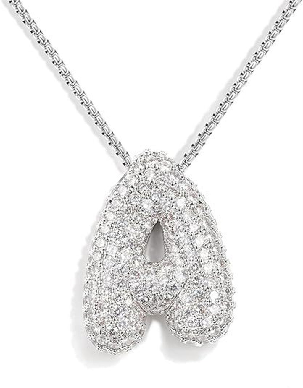 A-Z Zircon Balloon English Letter Necklace, Gold & Silver
