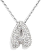 A-Z Zircon Balloon English Letter Necklace, Gold & Silver