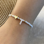26 Letters White Shell Beaded Bracelet for Women