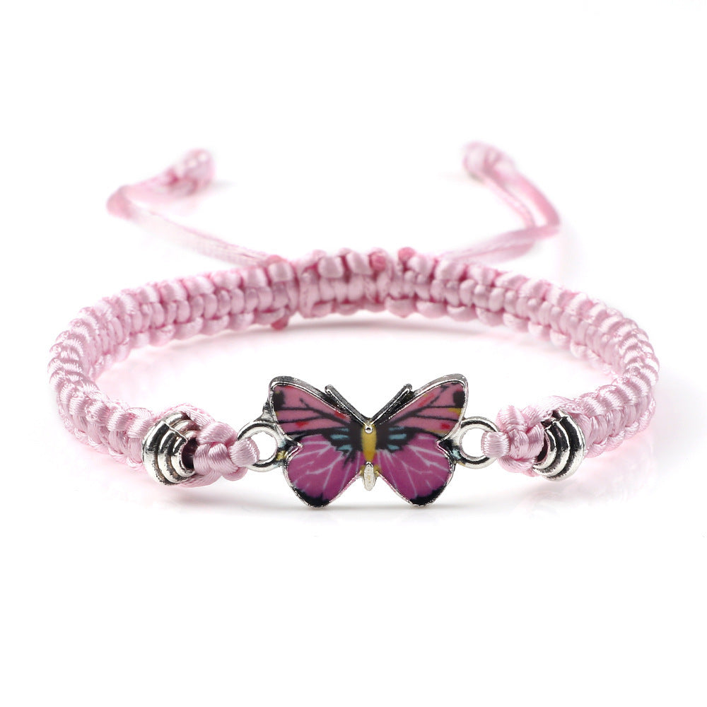 Adjustable Couple Butterfly Buckle Braided Bracelet