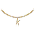 A-Z Letter Zircon Necklace, Silver & Gold