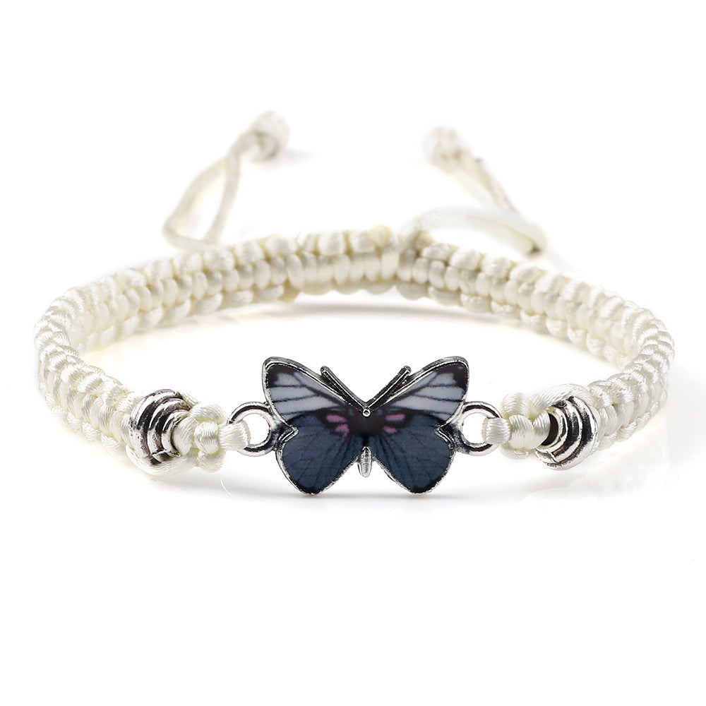 Adjustable Couple Butterfly Buckle Braided Bracelet