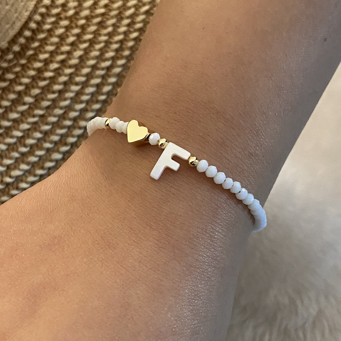 26 Letters White Shell Beaded Bracelet for Women