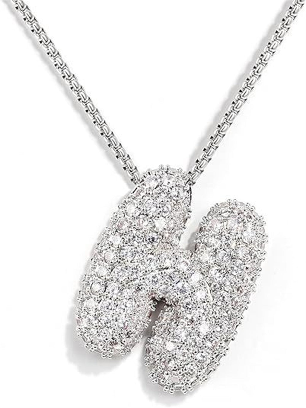 A-Z Zircon Balloon English Letter Necklace, Gold & Silver
