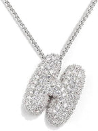 A-Z Zircon Balloon English Letter Necklace, Gold & Silver