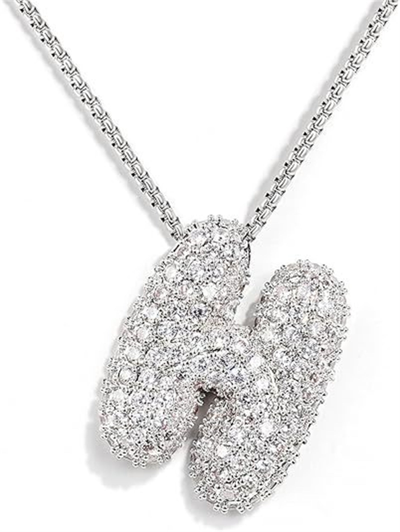 A-Z Zircon Balloon English Letter Necklace, Gold & Silver
