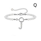 A-Z Letter Pendant Pearl Bracelet