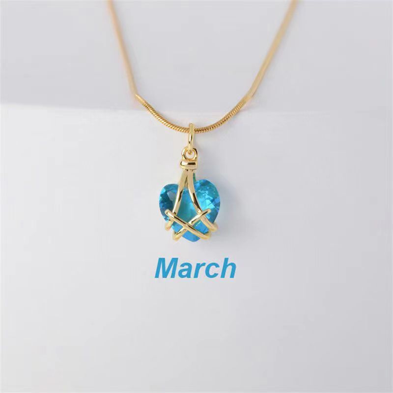 Birthstone Princess Style Love Necklace