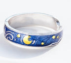 Adjustable Sea Blue Starry Sky Couple Ring