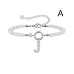 A-Z Letter Pendant Pearl Bracelet