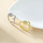 Adjustable Star and Moon Ring with Rhinestones