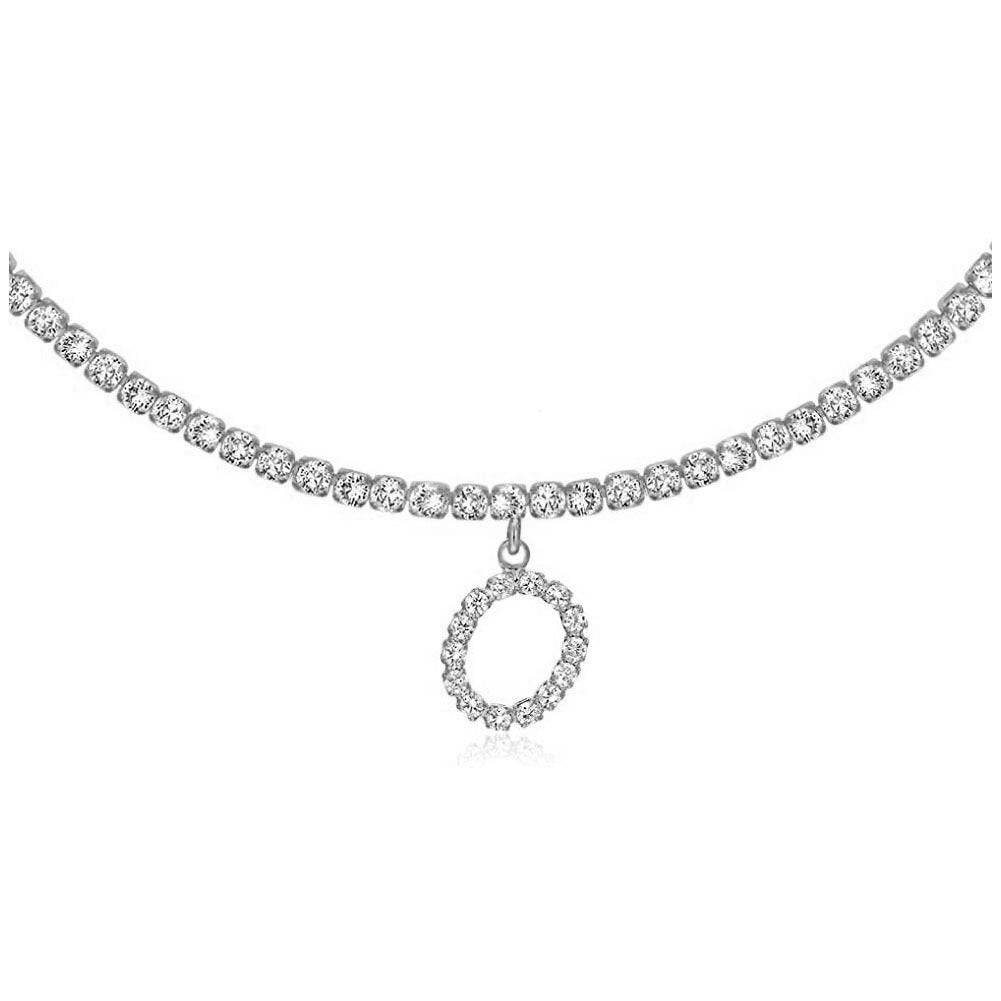 A-Z Letter Zircon Necklace, Silver & Gold