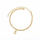 A-Z Zircon Letter Anklets, Gold & Silver