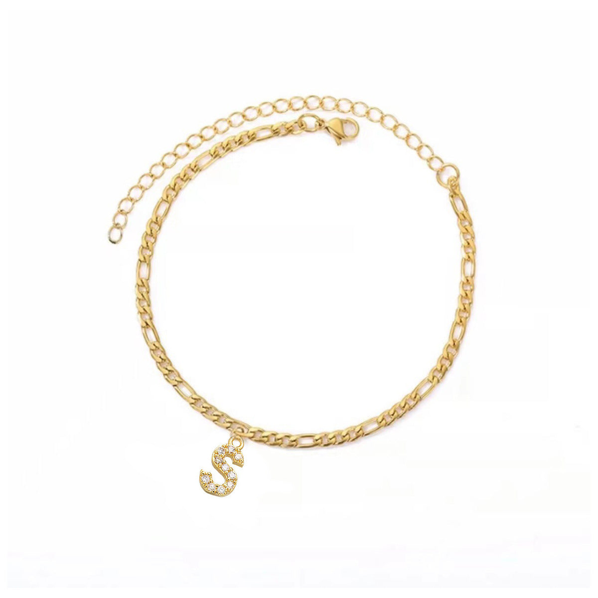 A-Z Zircon Letter Anklets, Gold & Silver